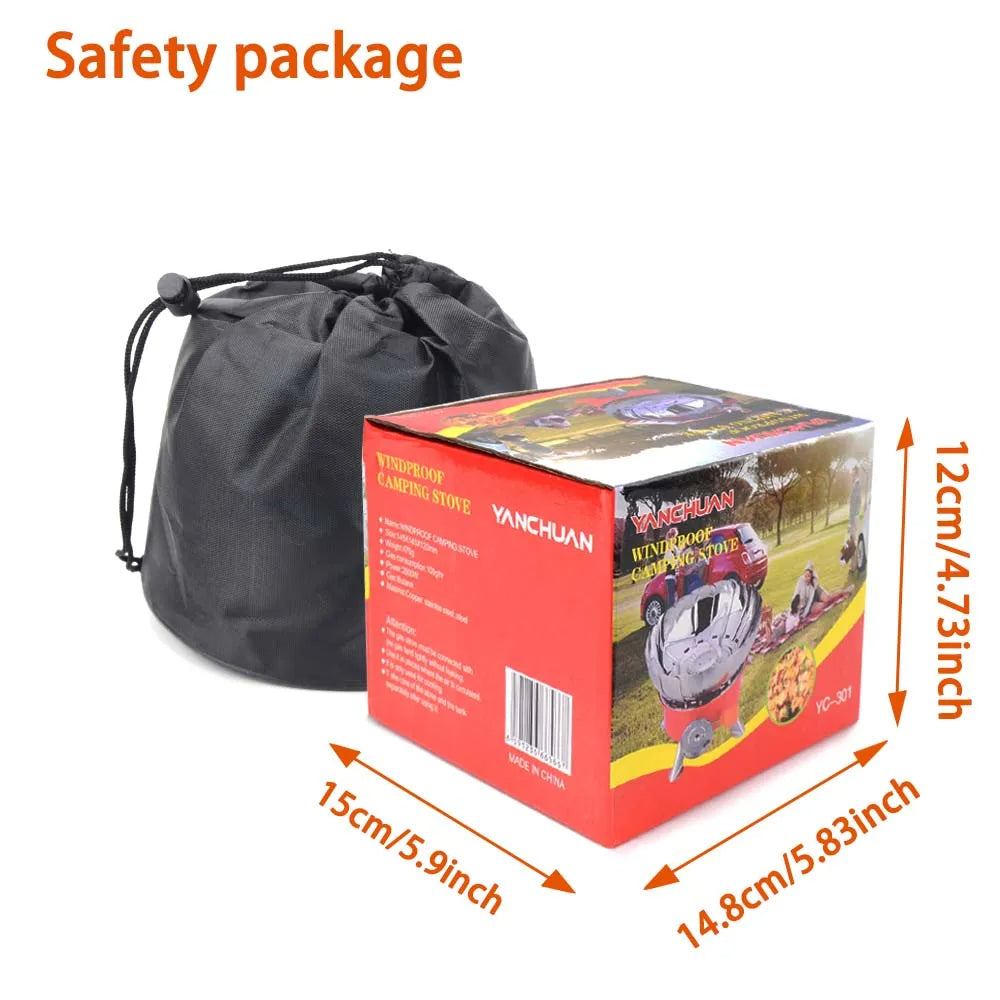 Portable Gas Stove with 2800W Burner, Windproof and Foldable for Camping, Includes Storage Bag