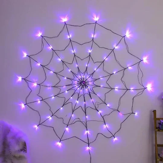 Enchanting Purple Halloween Web Lights for Outdoor Fun
