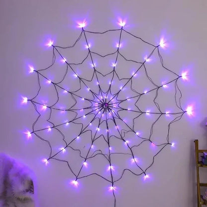 Enchanting Purple Halloween Web Lights for Outdoor Fun