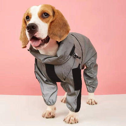 Reflective Waterproof Dog Rain Jacket with Hood and Treat Pocket, M to 5XL