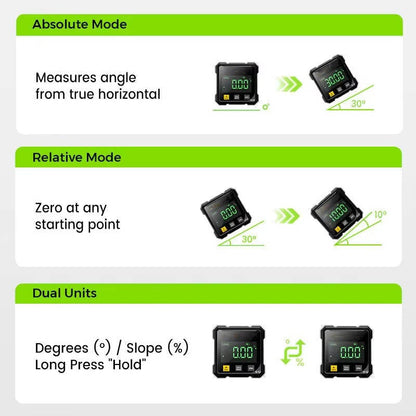 Precision Angle Measuring Tool with Magnetic Mount and LED Display