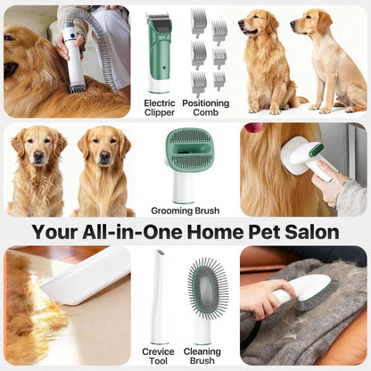 Pet Grooming Vacuum System with Clipper and 2L Collection Bin
