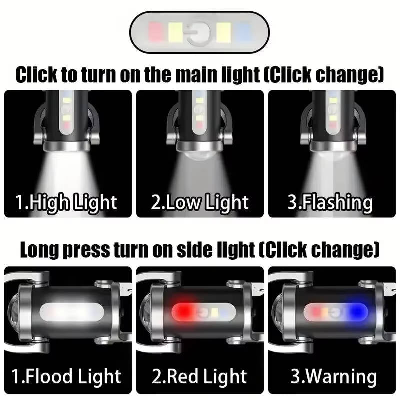 Keychain Flashlight with COB Floodlight and LED – 6 Brightness Settings