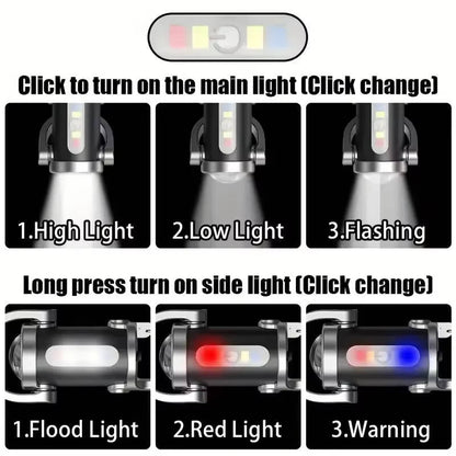 Keychain Flashlight with COB Floodlight and LED – 6 Brightness Settings