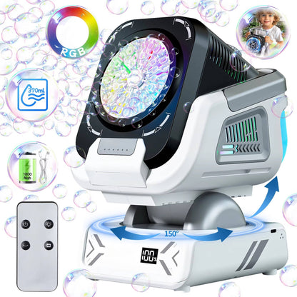 Dynamic Bubble Dispenser with 150-Degree Motion and Colorful LED Lights