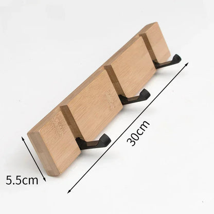 Bamboo Coat Rack with Hidden Hooks – Wall-Mounted, 3-5 Hook Options, Towel Holder