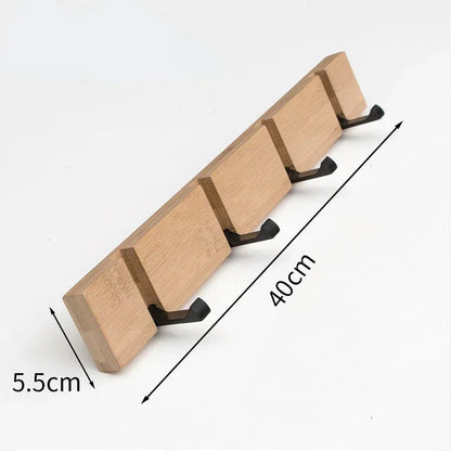 Bamboo Coat Rack with Hidden Hooks – Wall-Mounted, 3-5 Hook Options, Towel Holder