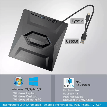 Versatile External Drive with SD Card Reader & USB Hub