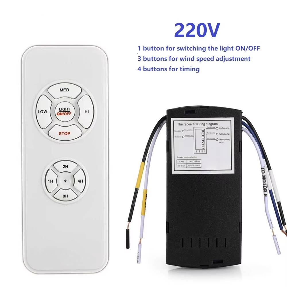 Smart WiFi Ceiling Fan Controller Kit - Remote with Dimmer, 3 Speeds, Timer