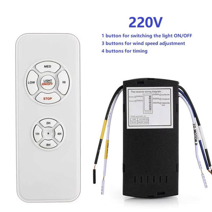 Smart WiFi Ceiling Fan Controller Kit - Remote with Dimmer, 3 Speeds, Timer