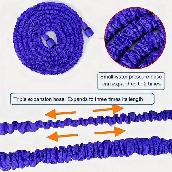 Flexible Garden Hose with Brass Fittings and Adjustable Spray Nozzle