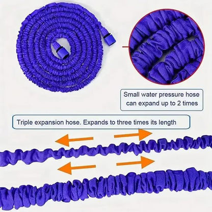Flexible Garden Hose with Brass Fittings and Adjustable Spray Nozzle