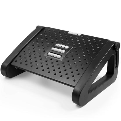 Ergonomic Footrest with Massage Rollers - Adjustable 3.5 to 7.5 inches for Home and Office