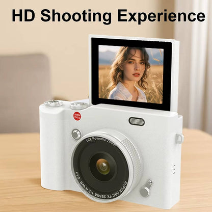 Compact Selfie Camera with 180° Flip Screen and 32GB Card