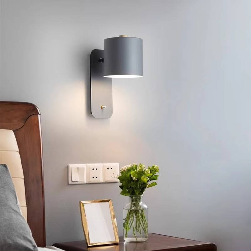 Adjustable 180 Degree LED Wall Sconce with Wood Accent for Bedroom and Living Room