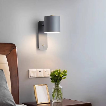 Adjustable 180 Degree LED Wall Sconce with Wood Accent for Bedroom and Living Room