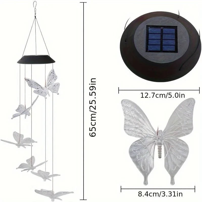 Solar-Powered LED Wind Chimes with Six Color Rotations and Dusk Sensor