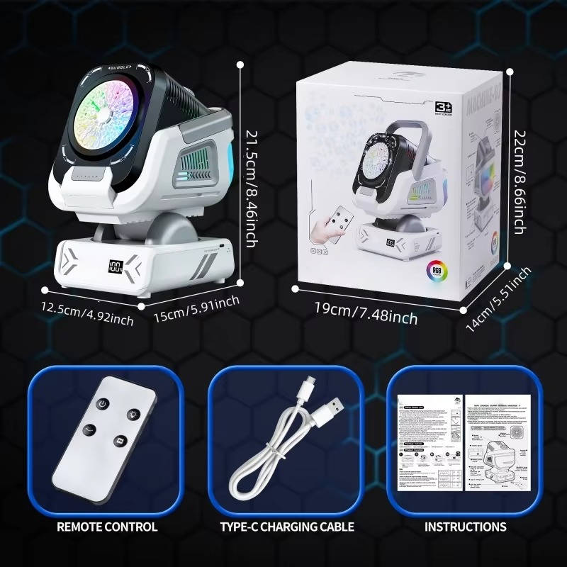 Dynamic Bubble Dispenser with 150-Degree Motion and Colorful LED Lights