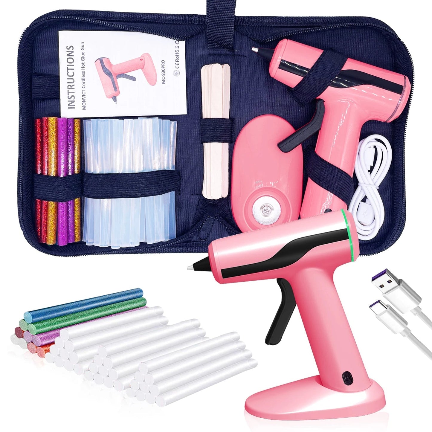Cordless Crafting Glue Gun with Drip-Free Nozzle & Magnetic Stand