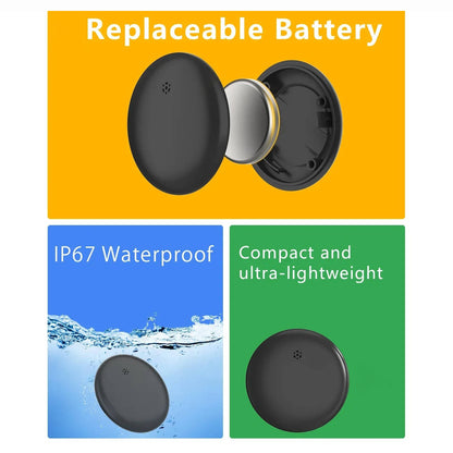 Waterproof Bluetooth GPS Tracker for Cars, Pets, Keys, Wallets - 164 ft Range with Loud Alarm