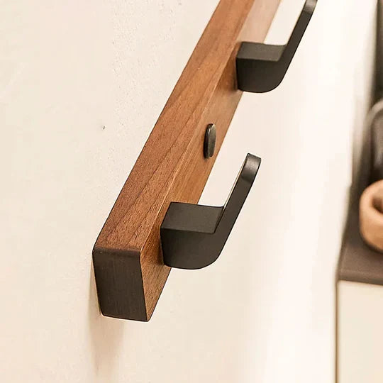 Sleek Wall-Mounted Coat Rack in Wood and Steel