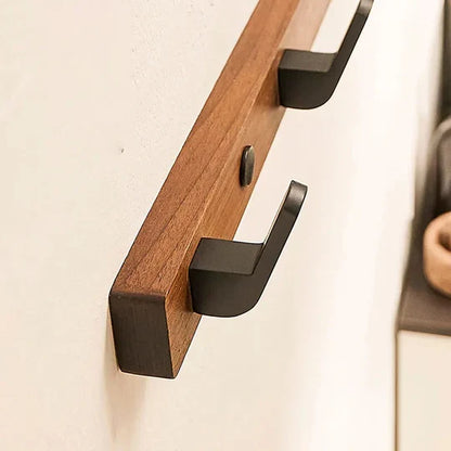 Sleek Wall-Mounted Coat Rack in Wood and Steel