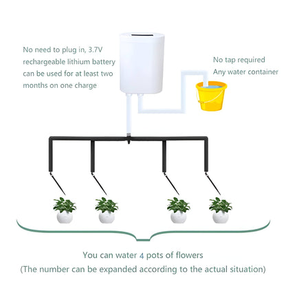 LCD Display Rechargeable Watering System for 8 Pots – 120-Day Battery