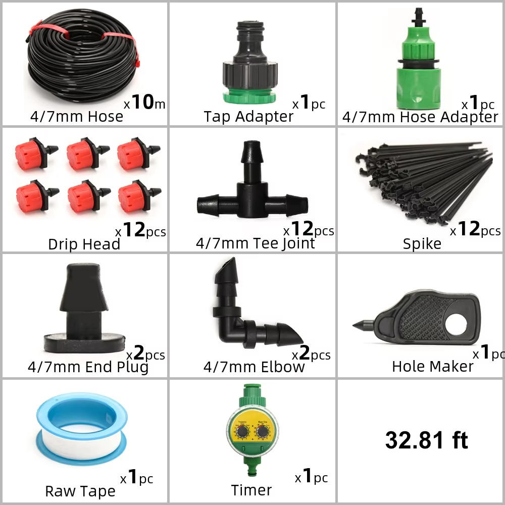 Smart Garden Irrigation Kit with Programmable Timer and Customizable Drip Heads