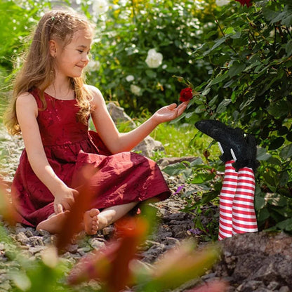 Crashed Witch Yard Stake with Striped Stockings for Halloween Decor