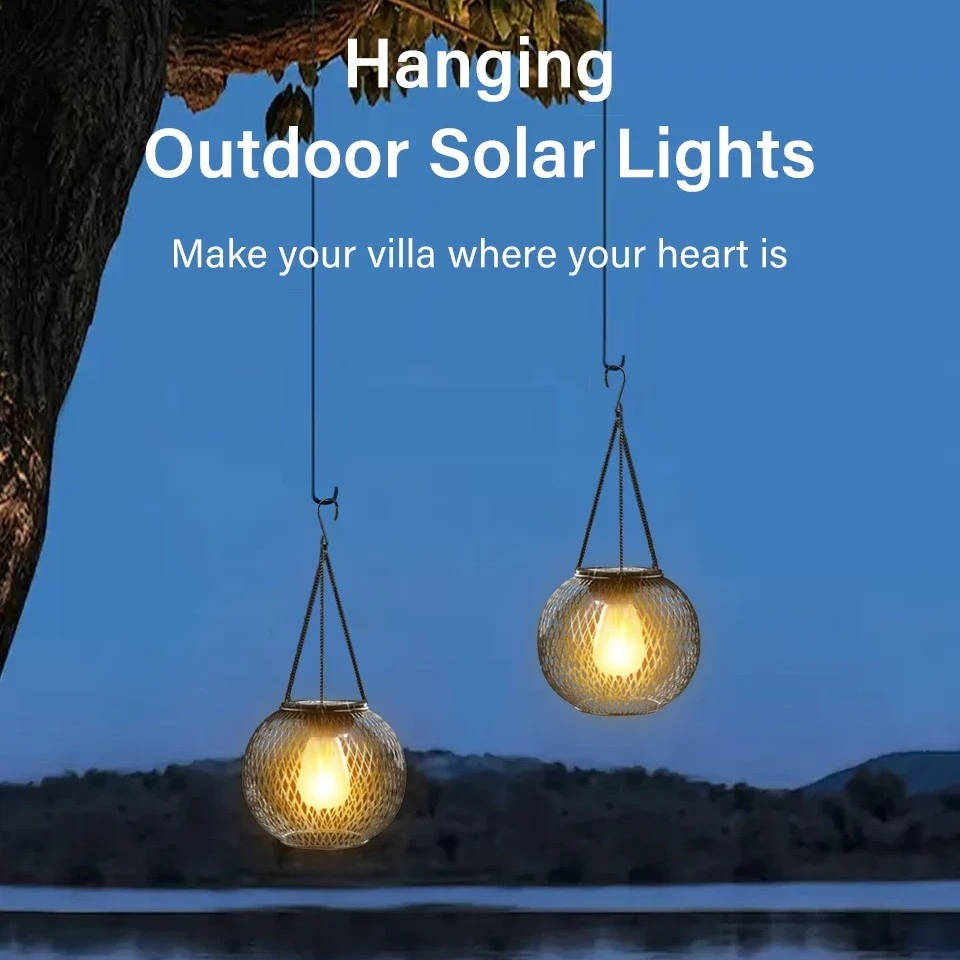 Eco-Friendly Hanging Lantern with Auto Light Sensor & 14-Hour Glow