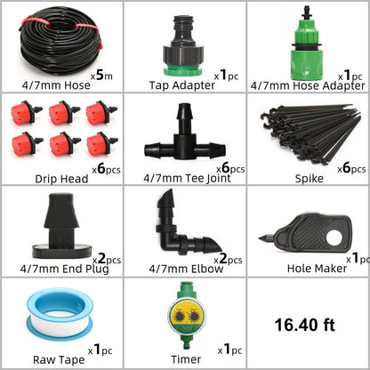 Smart Garden Irrigation Kit with Programmable Timer and Customizable Drip Heads