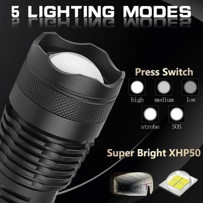 100000 Lumens Powerful Rechargeable Flashlight