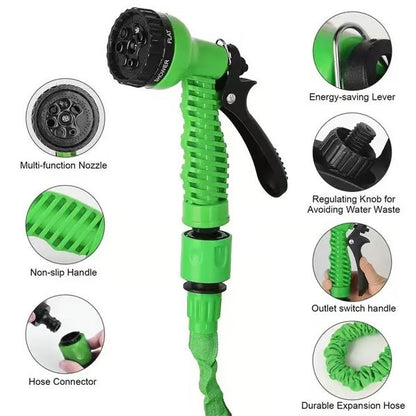 Flexible Garden Hose with Brass Fittings and Adjustable Spray Nozzle