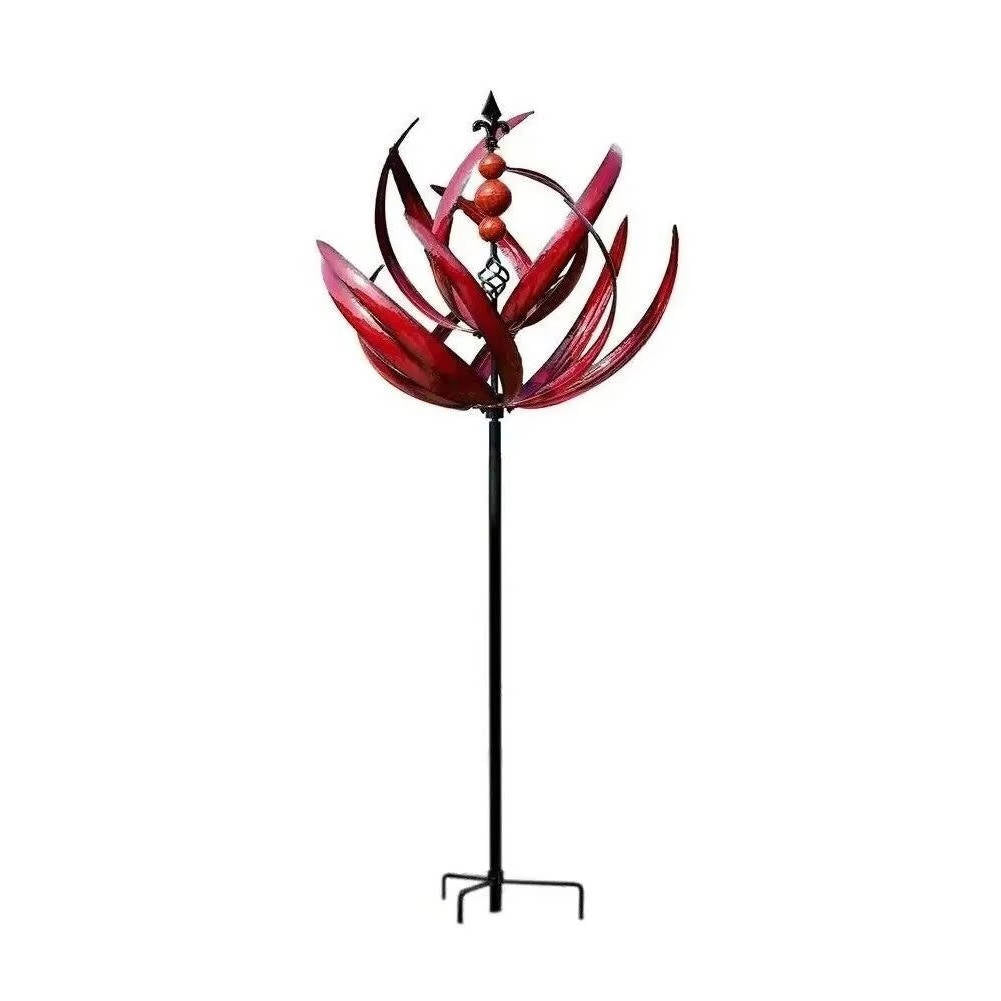 360-Degree Rotating Iron Frame Tulip Wind Spinner for Gardens