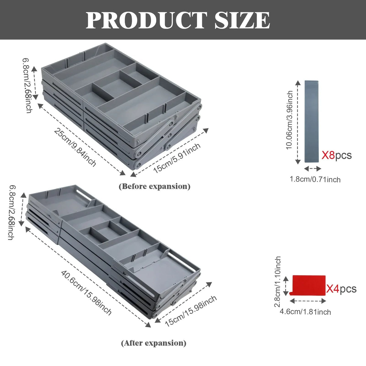 Compact Stacking Organizer with Three Levels and Dividers