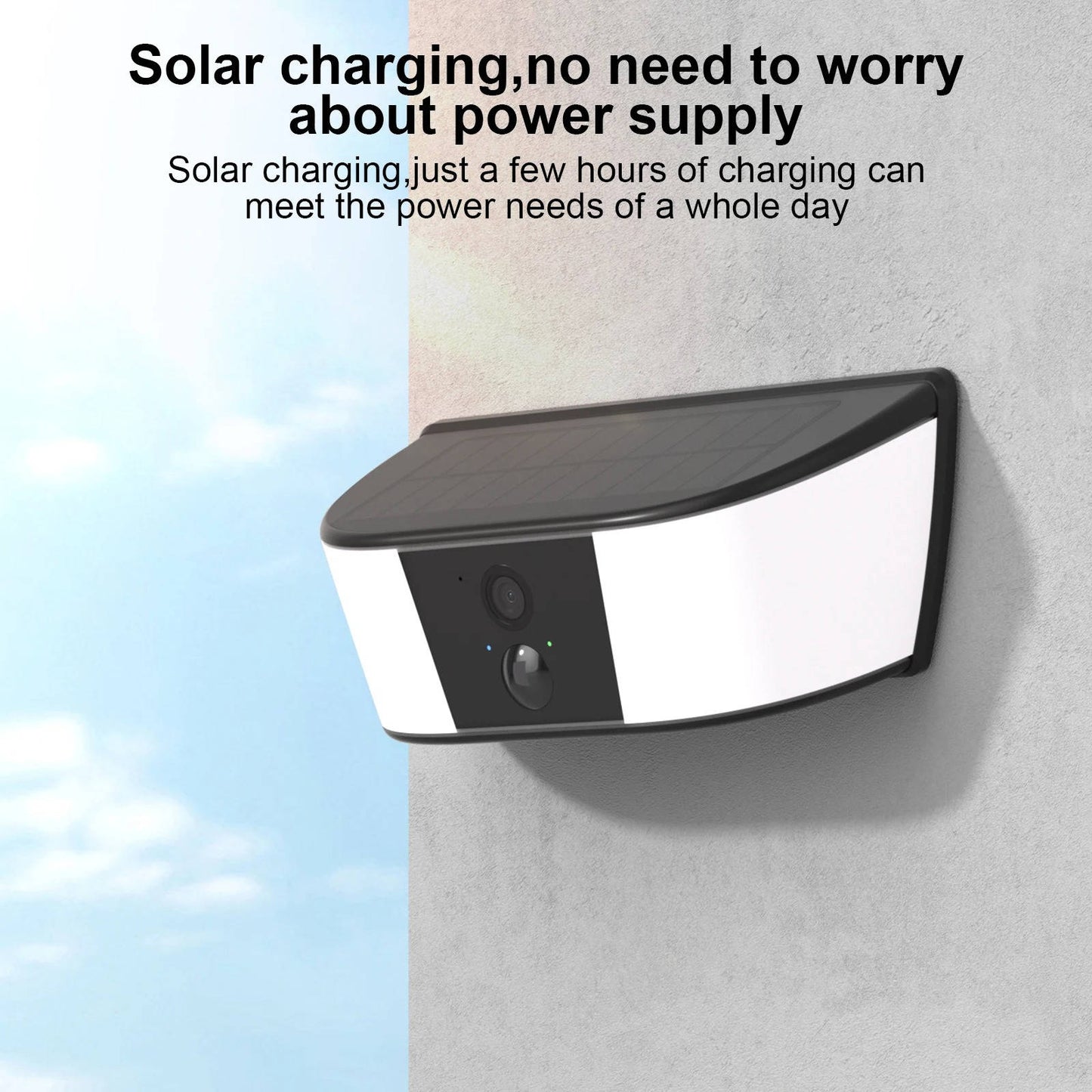 2K Resolution Floodlight Camera with Dual Band Wifi and Human Detection, Solar Rechargeable