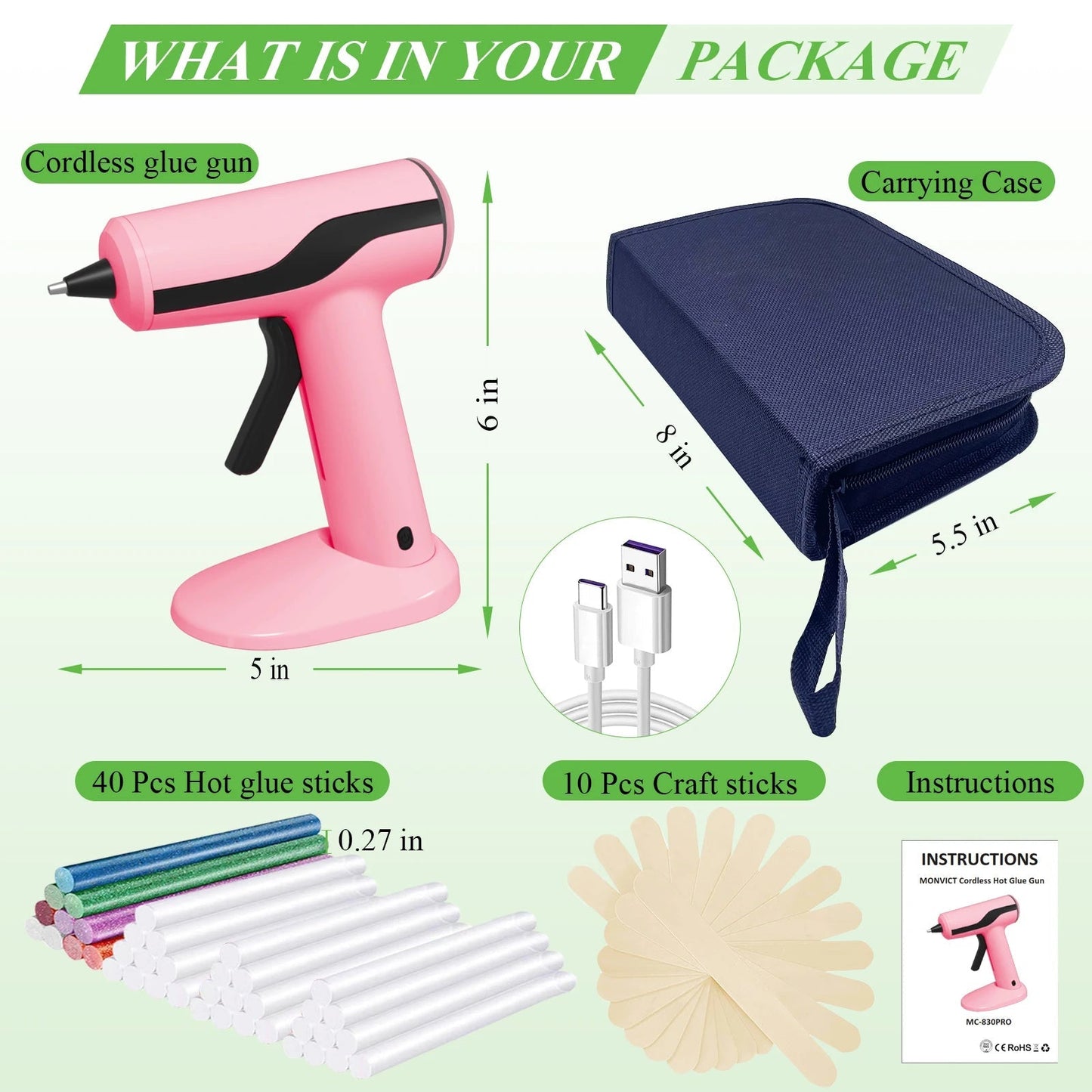 Cordless Crafting Glue Gun with Drip-Free Nozzle & Magnetic Stand