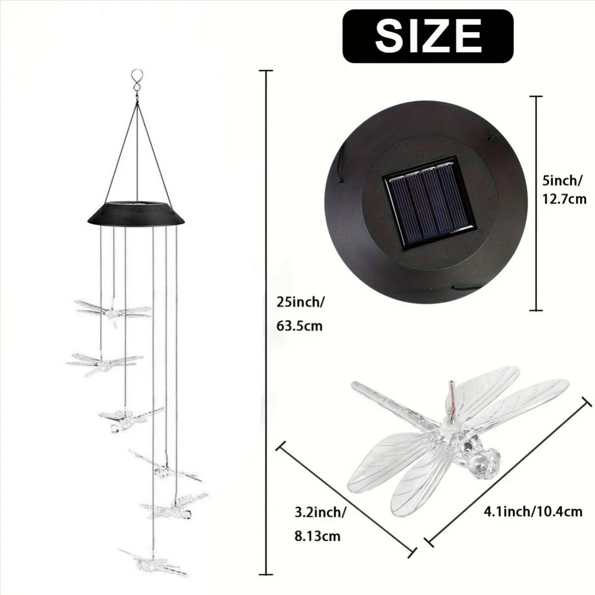 Solar-Powered LED Wind Chimes with Six Color Rotations and Dusk Sensor