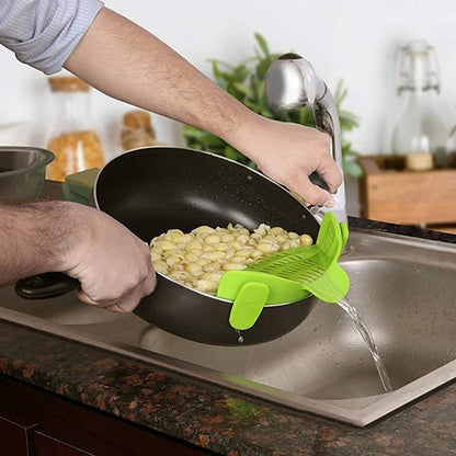 Silicone Pot Strainer Clip-On for Draining Pasta, Vegetables, Rice