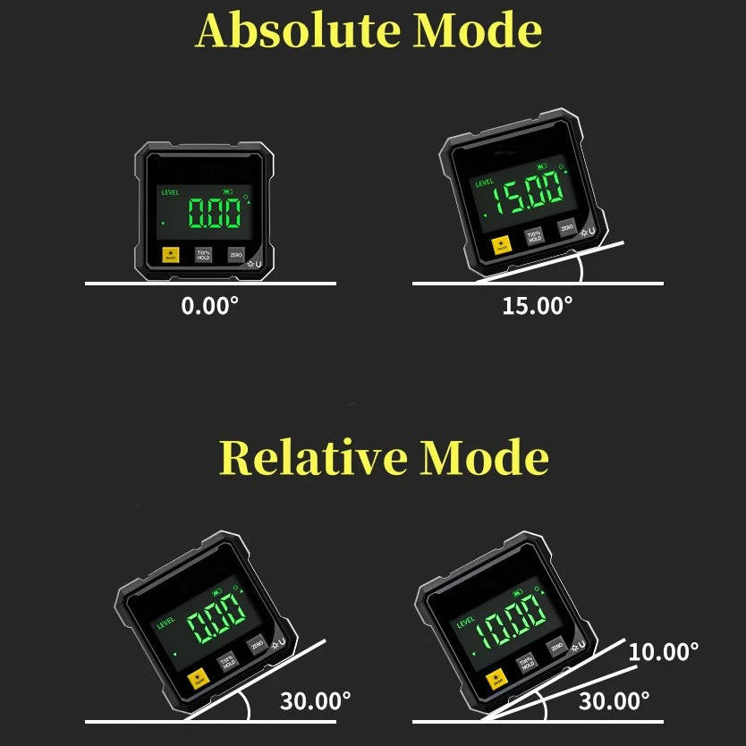 Precision Angle Measuring Tool with Magnetic Mount and LED Display