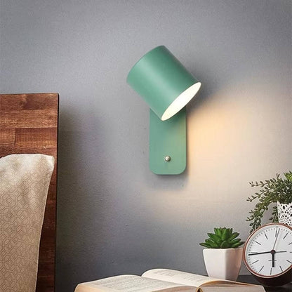Adjustable 180 Degree LED Wall Sconce with Wood Accent for Bedroom and Living Room