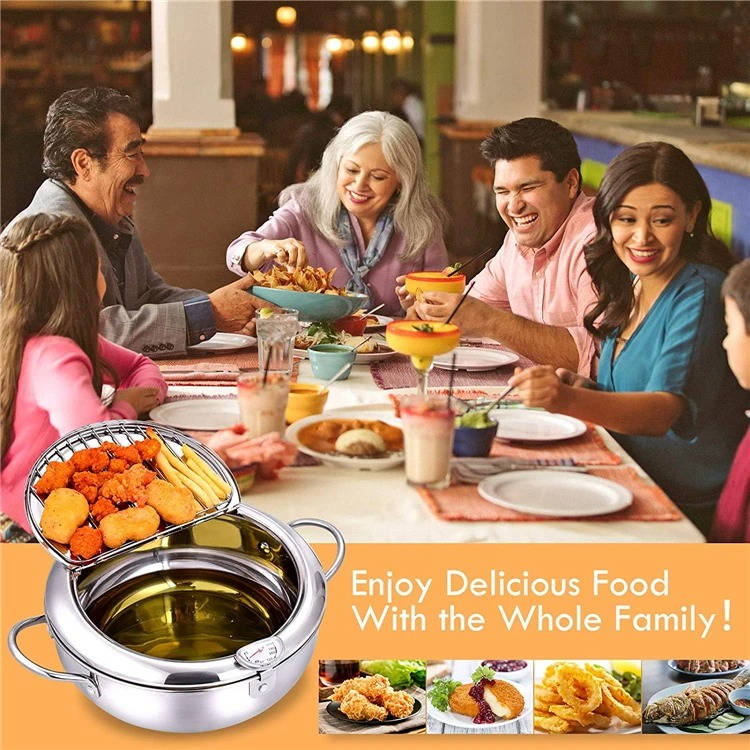 Versatile Deep Fryer with Protective Lid and Integrated Thermometer