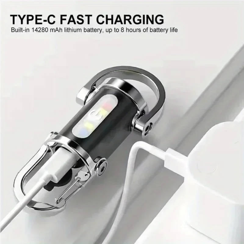 Keychain Flashlight with COB Floodlight and LED – 6 Brightness Settings