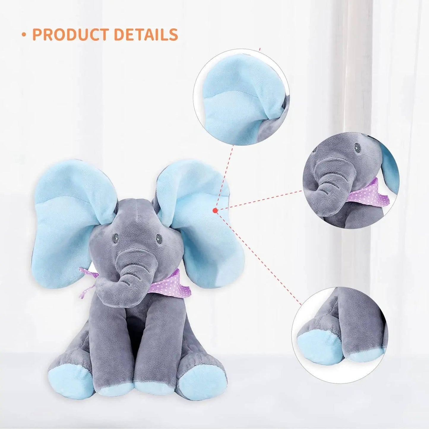 Charming Plush Elephant Toy with Peekaboo Fun and Melodies