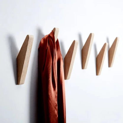 Wall-Mounted Coat and Key Hanger in Black Walnut for Entryway or Bathroom
