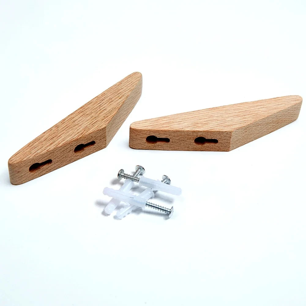 Wall-Mounted Coat and Key Hanger in Black Walnut for Entryway or Bathroom