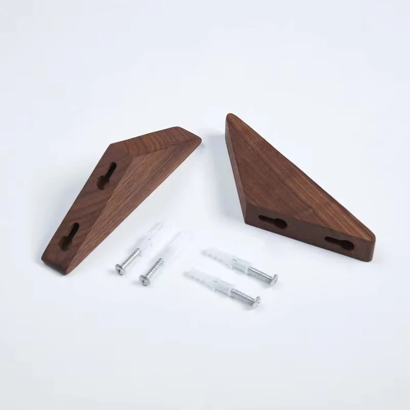 Wall-Mounted Coat and Key Hanger in Black Walnut for Entryway or Bathroom