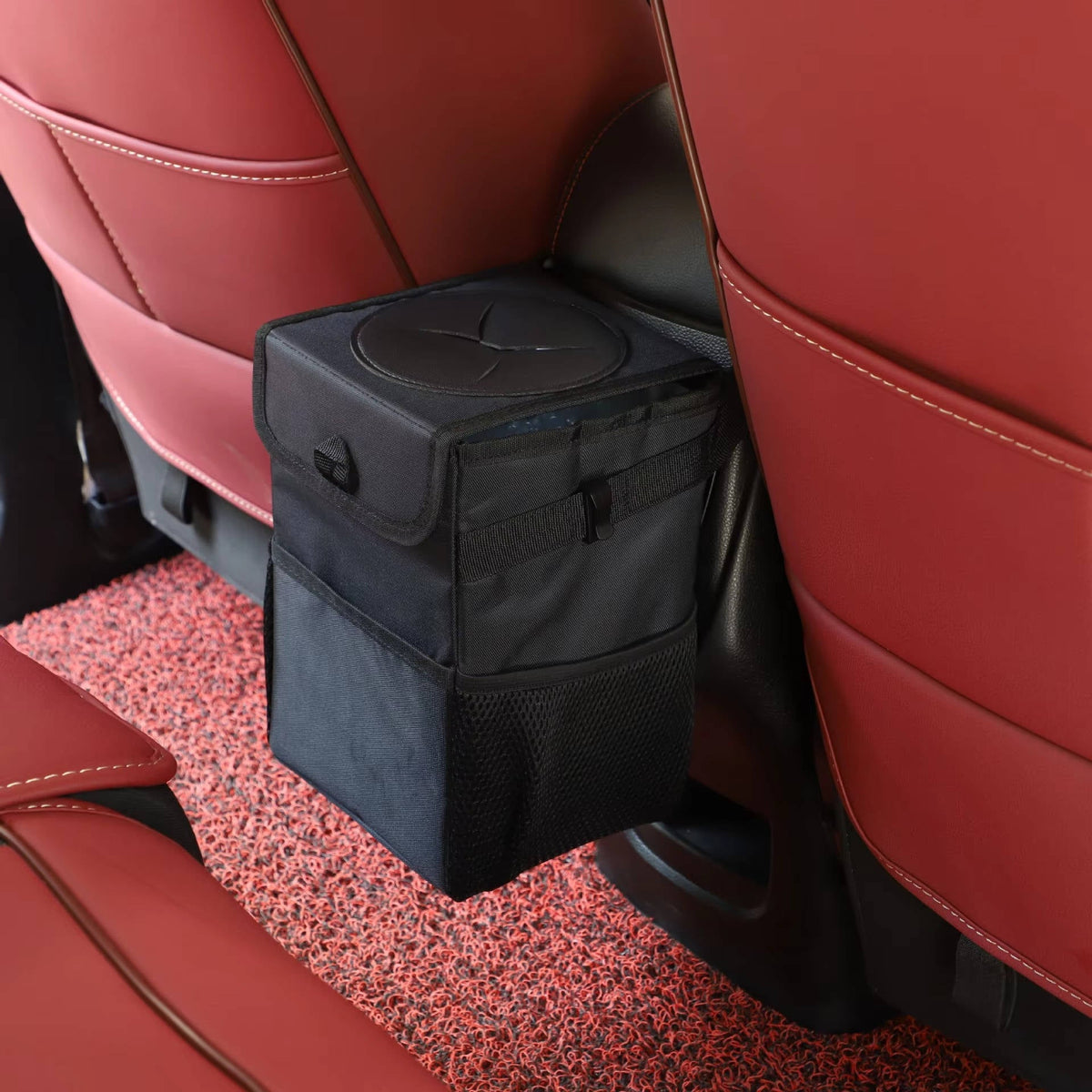 Ultimate Leak-Resistant Car Waste Bin with Storage Pockets