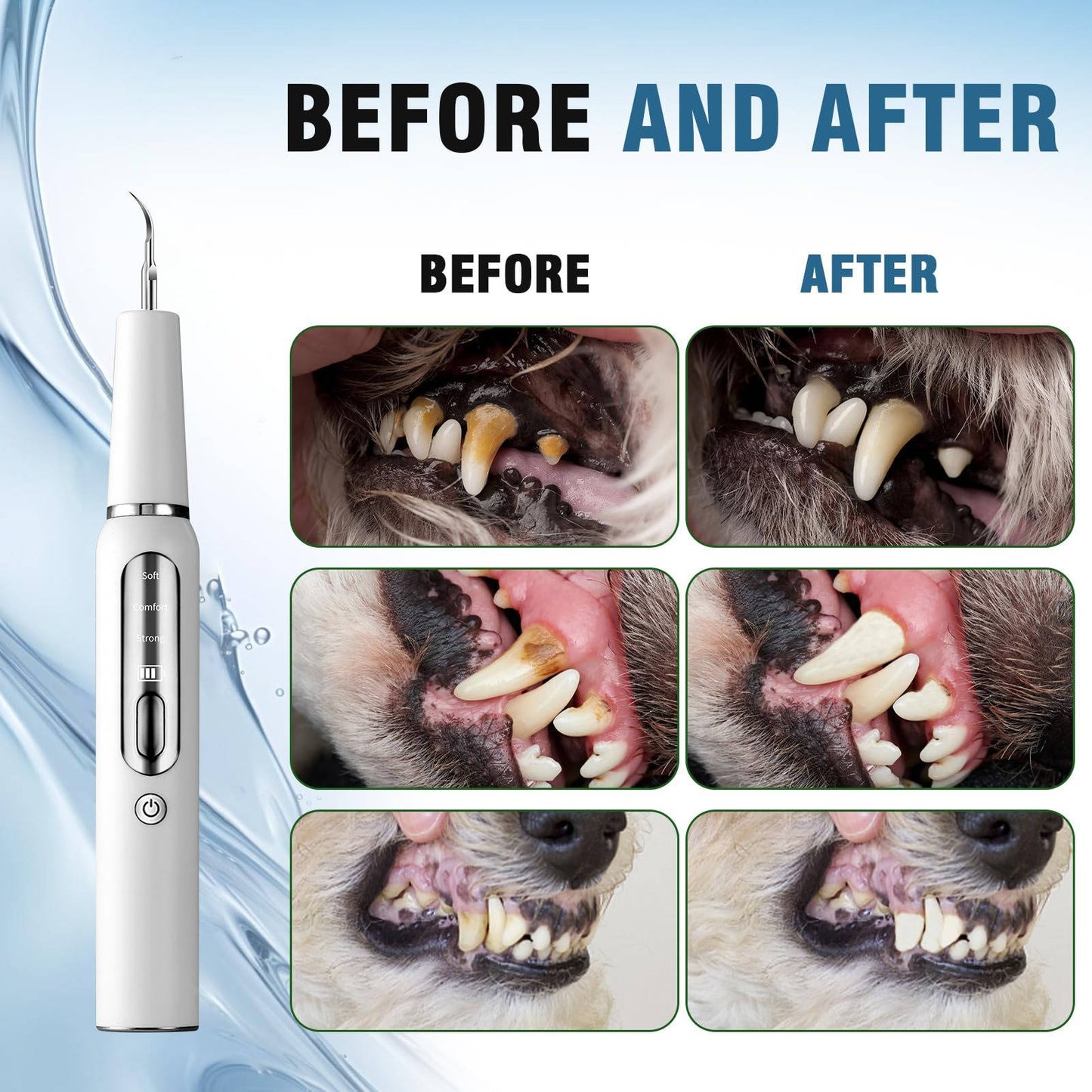 Rechargeable Canine Oral Care Device with LED Illumination and Gum Sensor