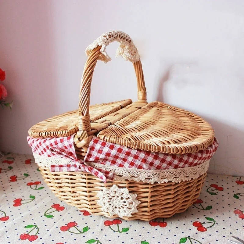 Elegant Willow Picnic Carrier with Dual Access Lids
